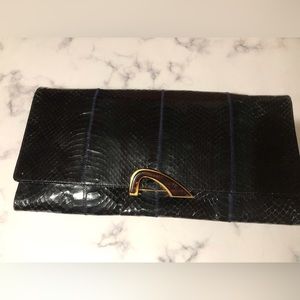 Vintage reptile snake skin leather lining clutch or shoulder bag